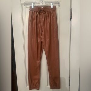 Girl’s Brown Faux Leather Jogger Pants Size 12 NEW